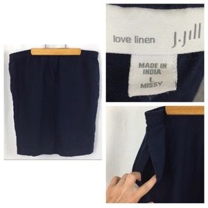 J.Jill Skirt Love Linen Dark Blue With Pockets
